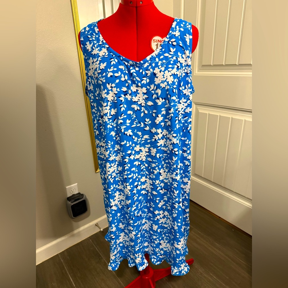 Draper James Blue and White Sleeveless Sundress size L / XL